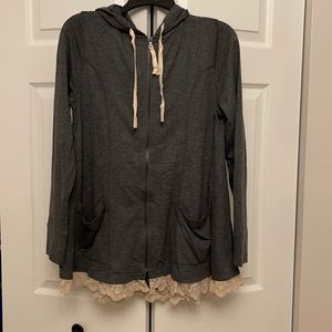 Logo lounge zip up hoodie with lace s